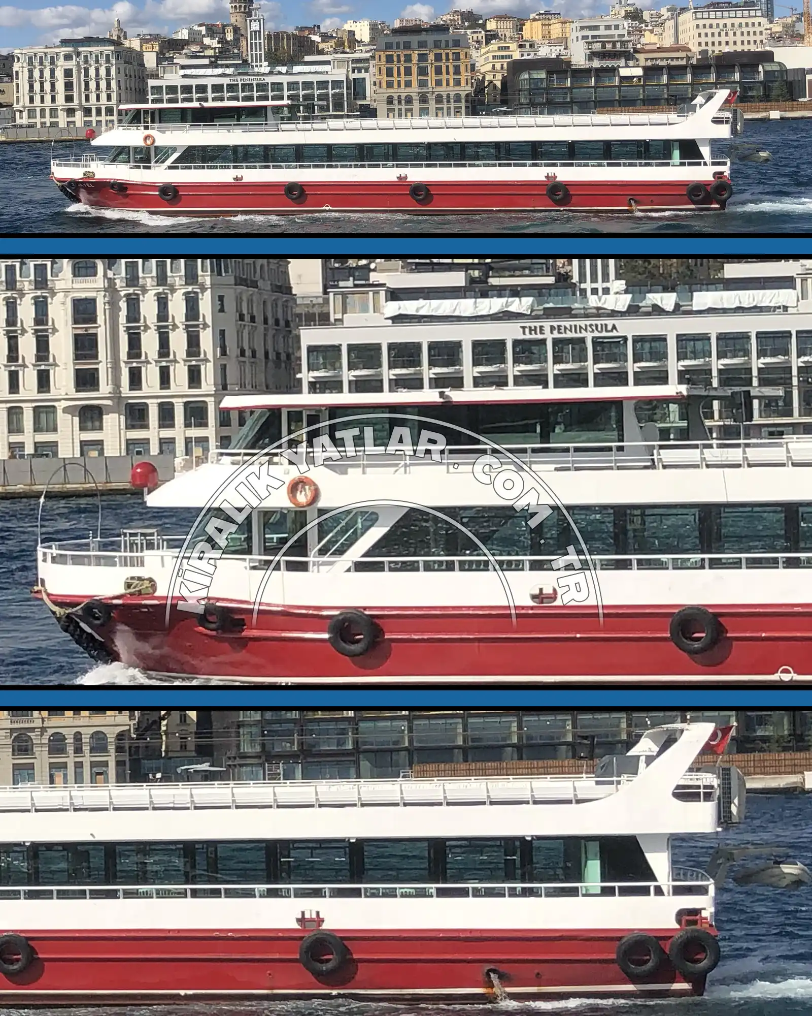 İstanbul Boğazı’nda 200 kişilik kiralık teknenin dış görünümü
